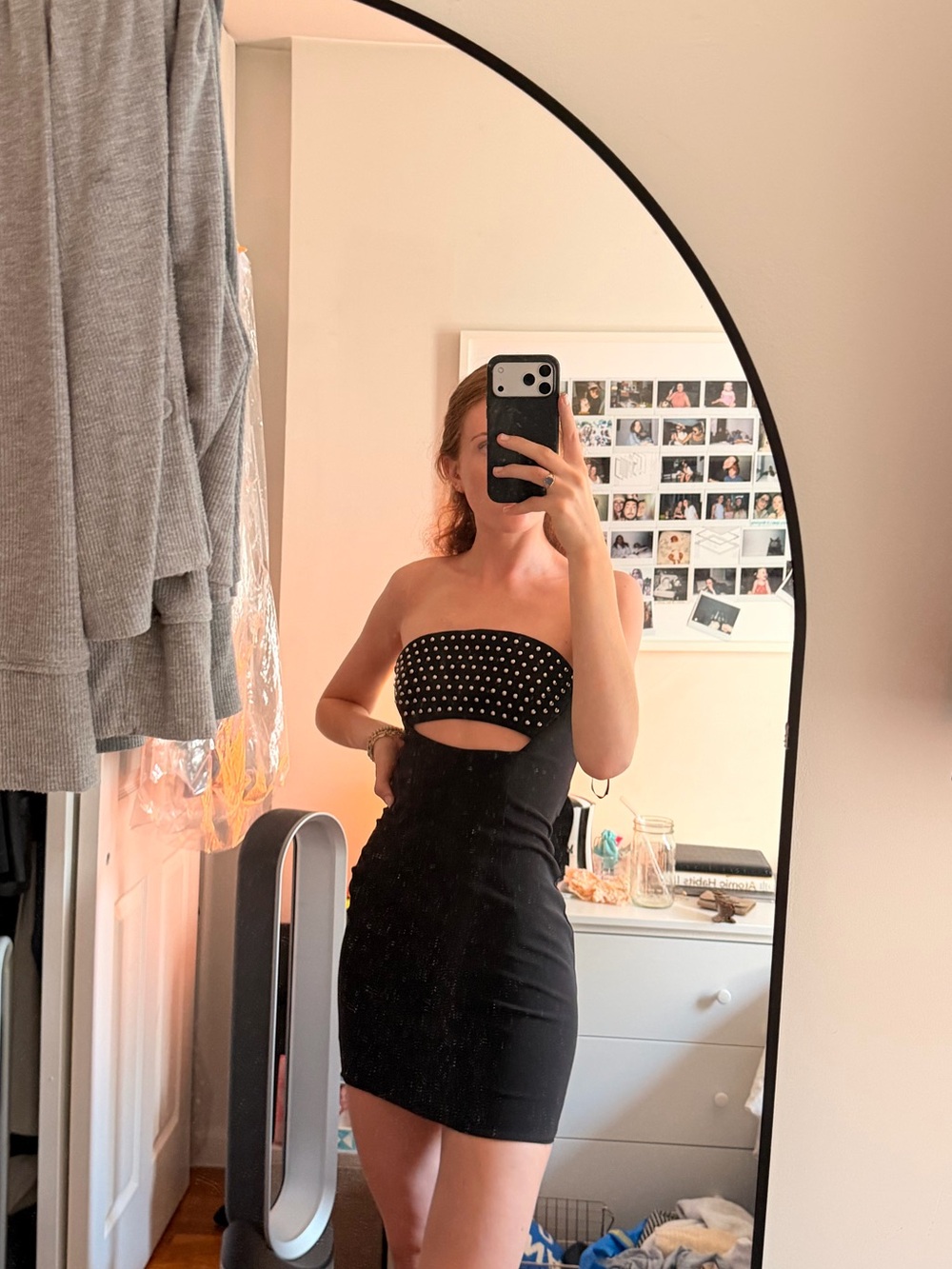 Revolve Strapless Black Studded Bodycon Dress